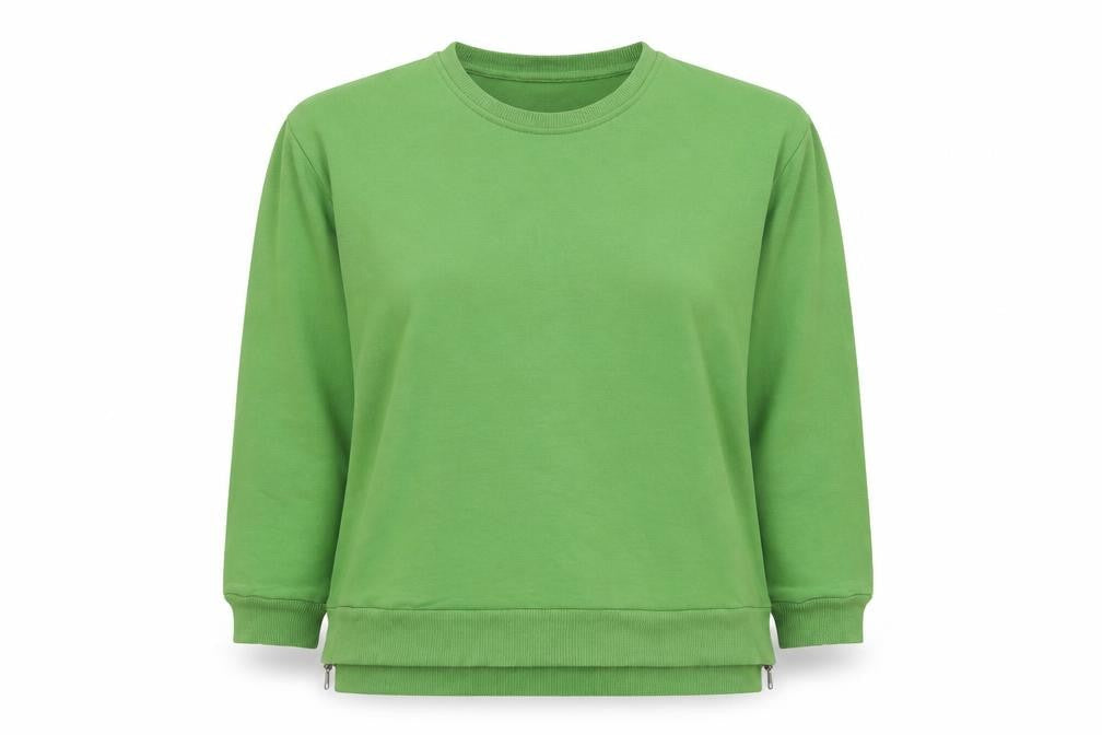 Dreamo Womens Green Cotton Pullover Sweatshirt Size S Pullover - Side zip detail