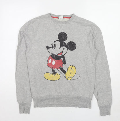 Preloved Disney Womens Grey Cotton Pullover Sweatshirt Size S Pullover - Mickey Mouse - Front