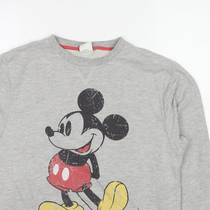 Preloved Disney Womens Grey Cotton Pullover Sweatshirt Size S Pullover - Mickey Mouse - Detail