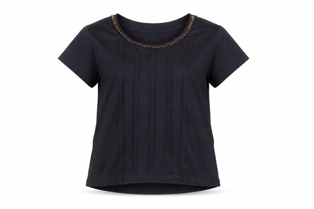 Gap Girls Grey Cotton Basic T-Shirt Size 6-7 Years Round Neck Pullover