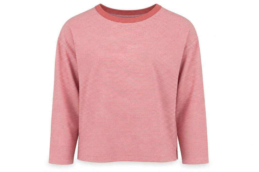 Marks & Spencer Womens Red Striped Polyester Pullover Sweatshirt Size 10 Pullover