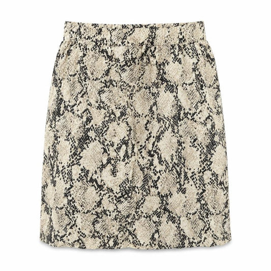 Marks & Spencer Womens Beige Animal Print Viscose A-Line Skirt Size 16 Drawstring - Snakeskin pattern