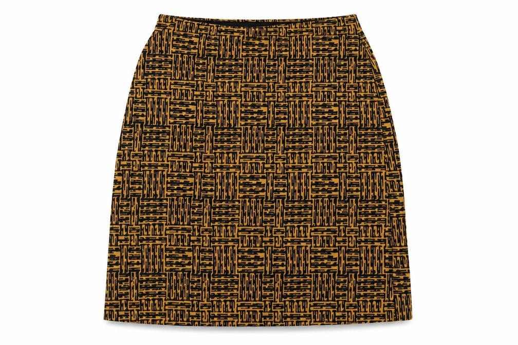 Marks & Spencer Womens Yellow Geometric Polyester A-Line Skirt Size 8