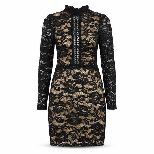 PRETTYLITTLETHING Womens Black Polyester Shift Size 10 Mock Neck Zip - Open Back