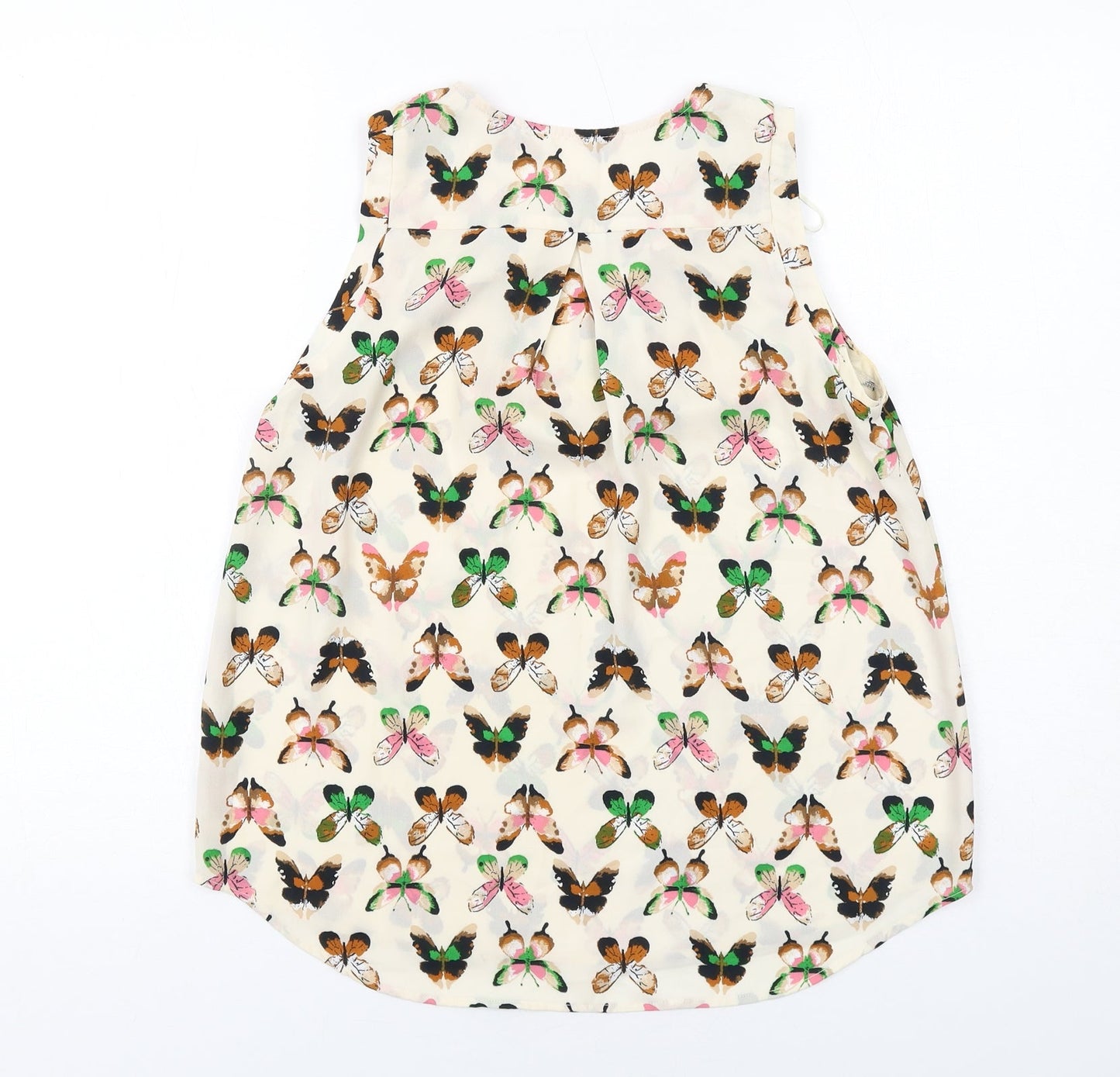 Lindex Womens Ivory Geometric Polyester Basic Blouse Size XS Boat Neck - Butterfly Pattern