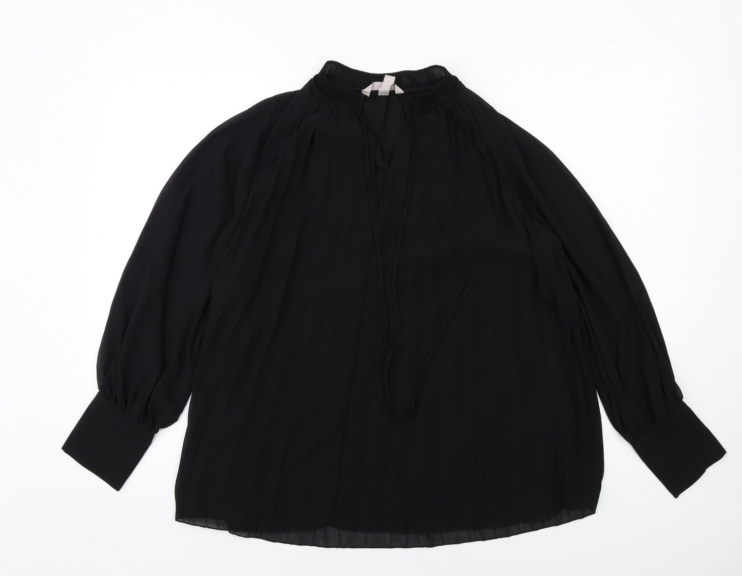 H&M Womens Black Polyester Basic Blouse Size S V-Neck