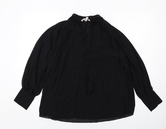 H&M Womens Black Polyester Basic Blouse Size S V-Neck