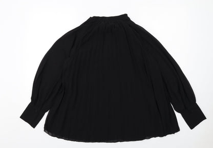 H&M Womens Black Polyester Basic Blouse Size S V-Neck
