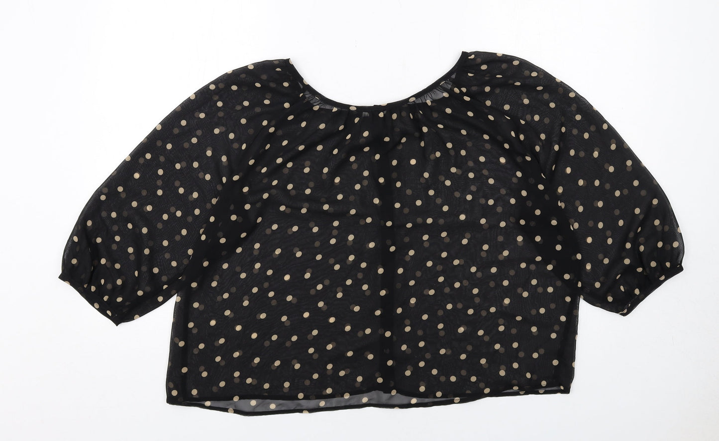 H&M Womens Black Polka Dot Polyester Basic Blouse Size 6 Round Neck
