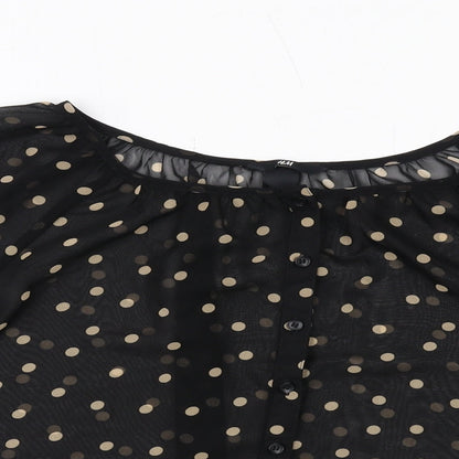 H&M Womens Black Polka Dot Polyester Basic Blouse Size 6 Round Neck