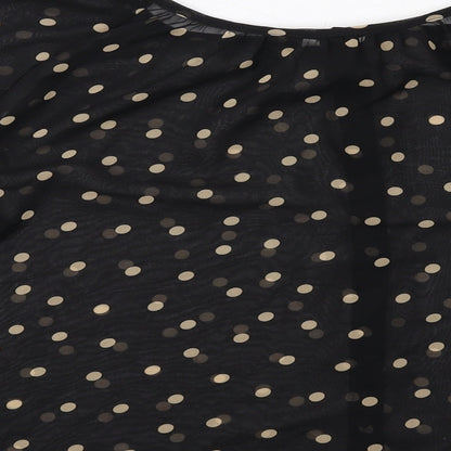 H&M Womens Black Polka Dot Polyester Basic Blouse Size 6 Round Neck