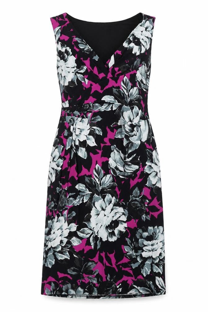 Phase Eight Womens Multicoloured Floral Polyester Shift Size 12 V-Neck Zip