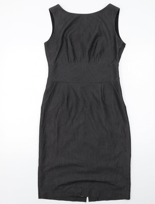 Wallis Womens Grey Polyester Shift Size 12 Round Neck Zip