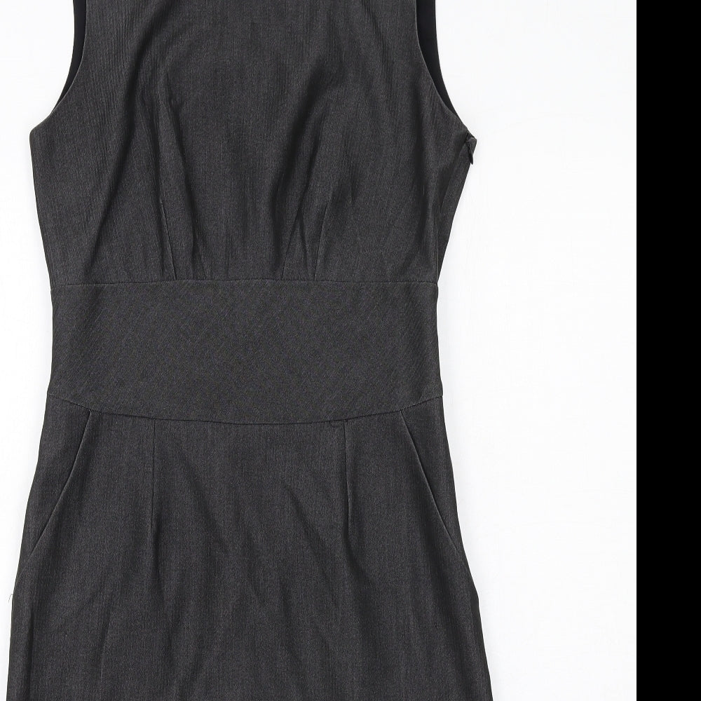 Wallis Womens Grey Polyester Shift Size 12 Round Neck Zip