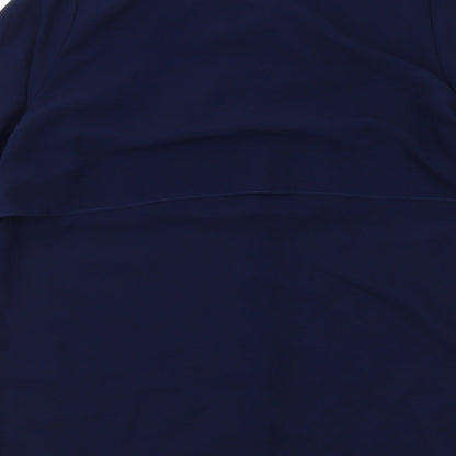 Boohoo Womens Blue Polyester Basic Button-Up Size 8 V-Neck