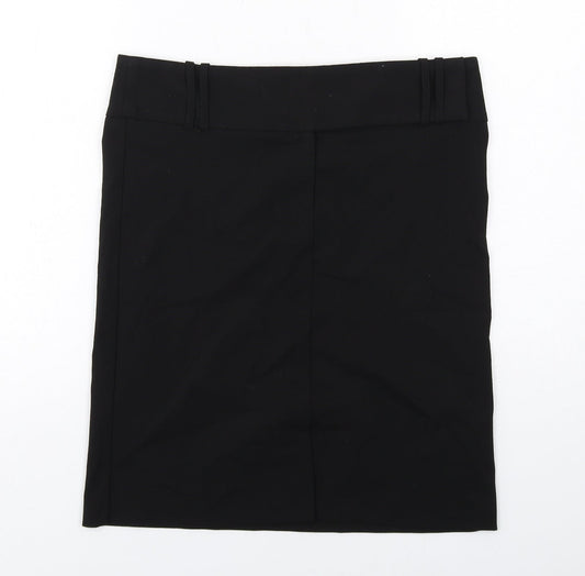 Miss Selfridge Womens Black Polyester A-Line Skirt Size 10 Zip