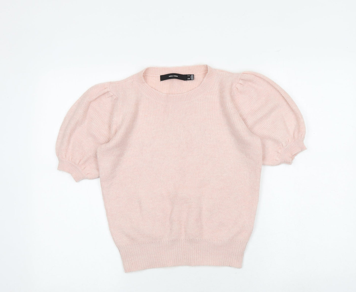 VERO MODA Womens Pink Round Neck Acrylic Pullover Jumper Size S