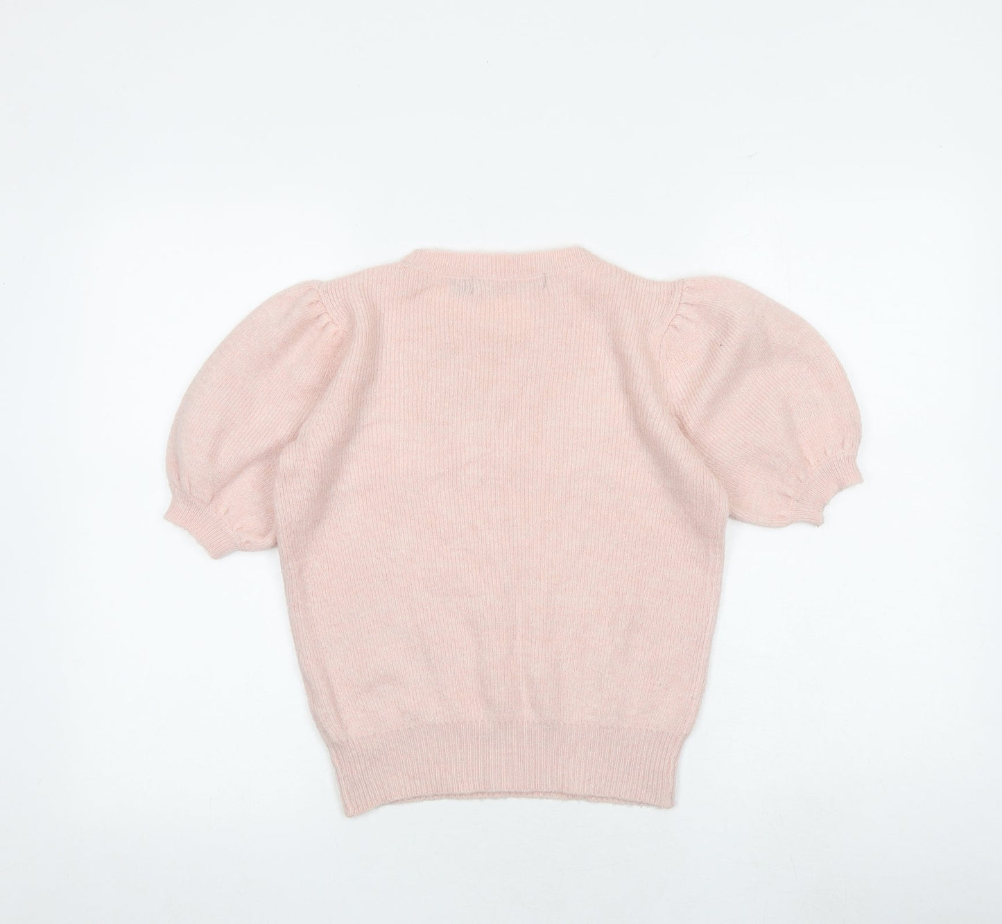 VERO MODA Womens Pink Round Neck Acrylic Pullover Jumper Size S
