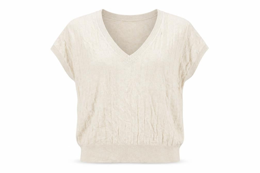 Marks & Spencer Womens Beige V-Neck Viscose Pullover Jumper Size L Pullover