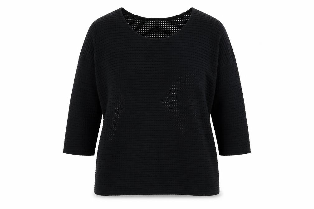 French Connection Womens Black Polyester Basic Blouse Size S Boat Neck