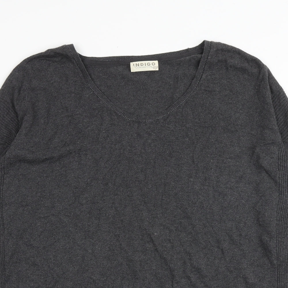 Indigo Womens Grey Round Neck Polyamide Pullover Jumper Size 14