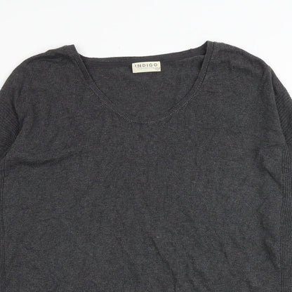 Indigo Womens Grey Round Neck Polyamide Pullover Jumper Size 14