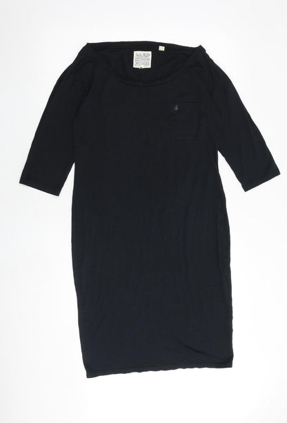 Jack Wills Womens Black Cotton Shift Size 10 Round Neck Pullover