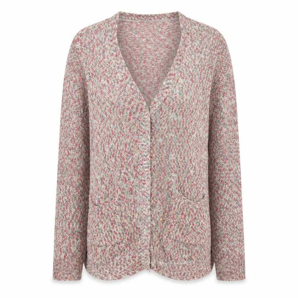 Zizzi Womens Pink V-Neck Acrylic Cardigan Jumper Size M