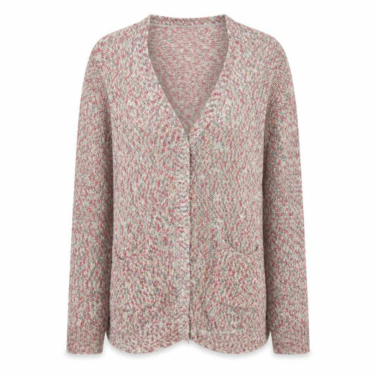 Zizzi Womens Pink V-Neck Acrylic Cardigan Jumper Size M