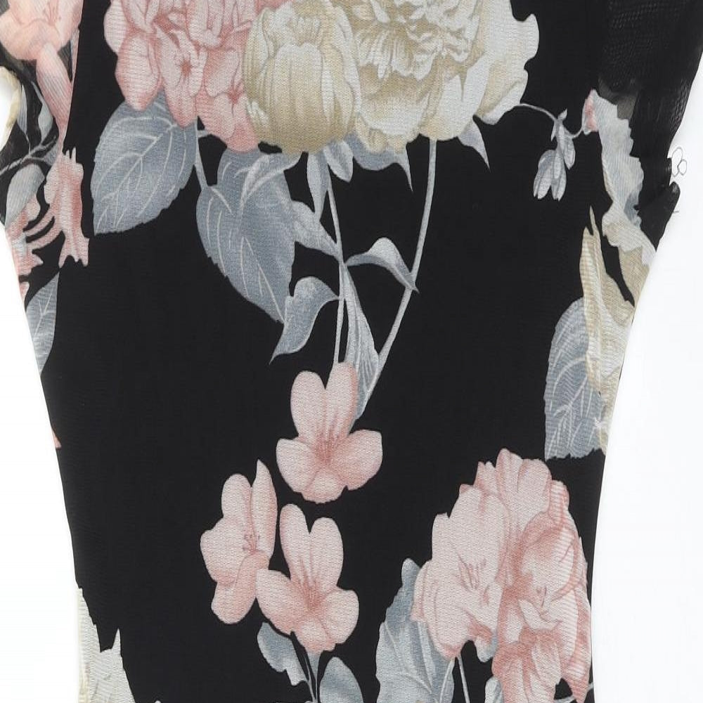 Fashion Nova Womens Black Floral Polyester Shift Size M Round Neck Pullover