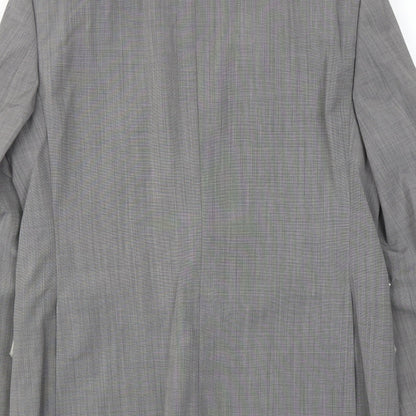 Brand and care label for French Connection men’s grey wool jacket suit jacket, size 38, regular