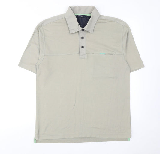 Blue Harbour Mens Grey Cotton Polo Size S Collared Button