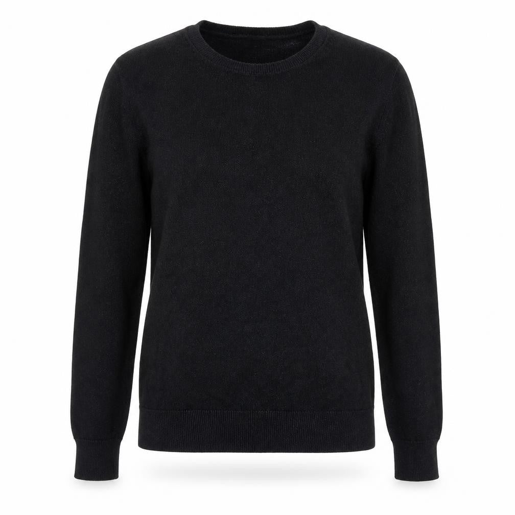 Trenery Womens Black Round Neck Cotton Pullover Jumper Size S
