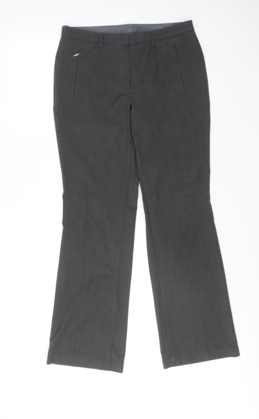 Marks and Spencer Womens Grey Polyester Dress Pants Trousers Size 10 Regular Hook & Eye - Zipped Pockets