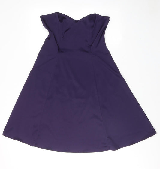 West One Womens Purple Polyester A-Line Size 14 Sweetheart Zip