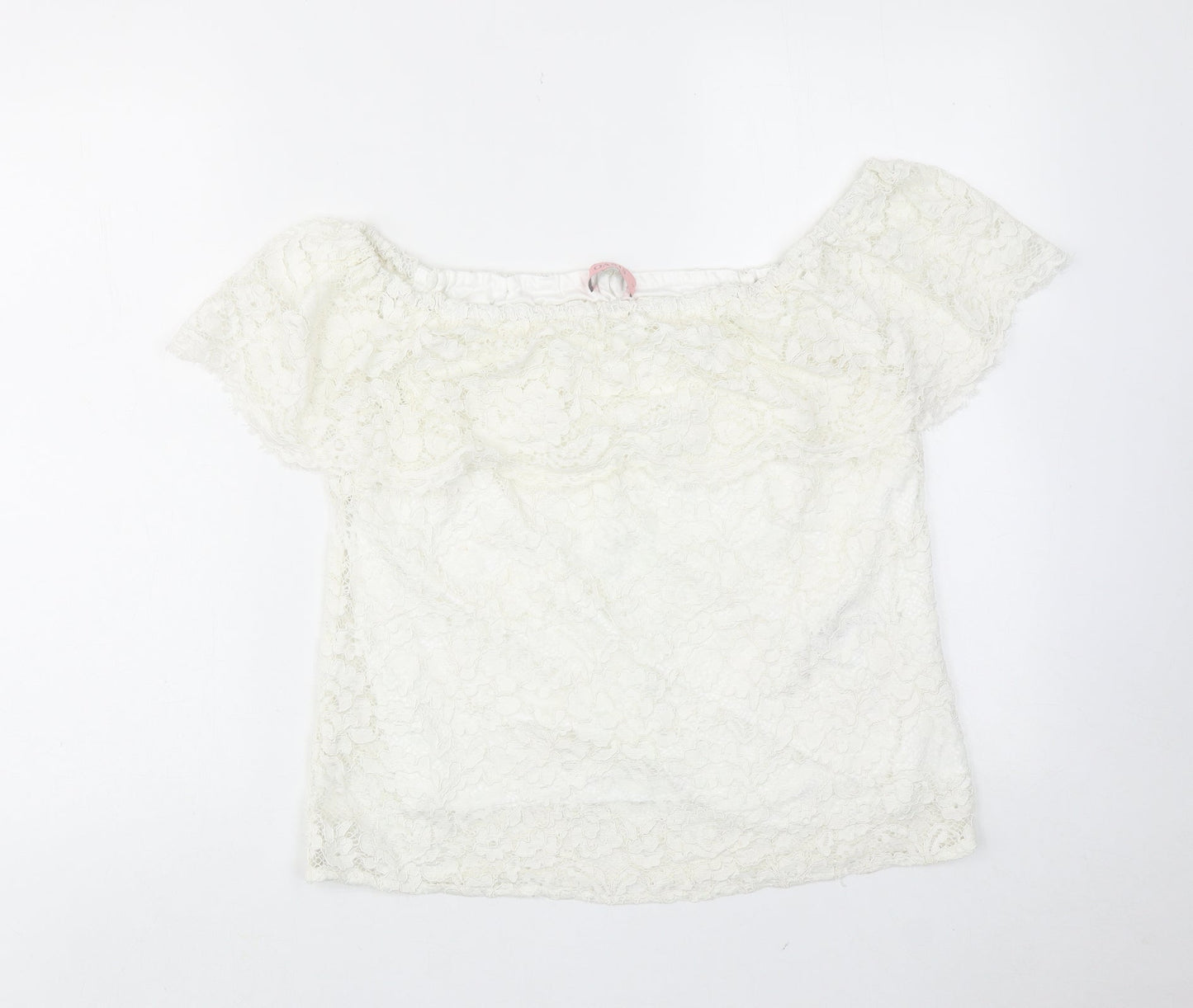 Oasis Womens White Polyamide Basic Blouse Size 12 Round Neck