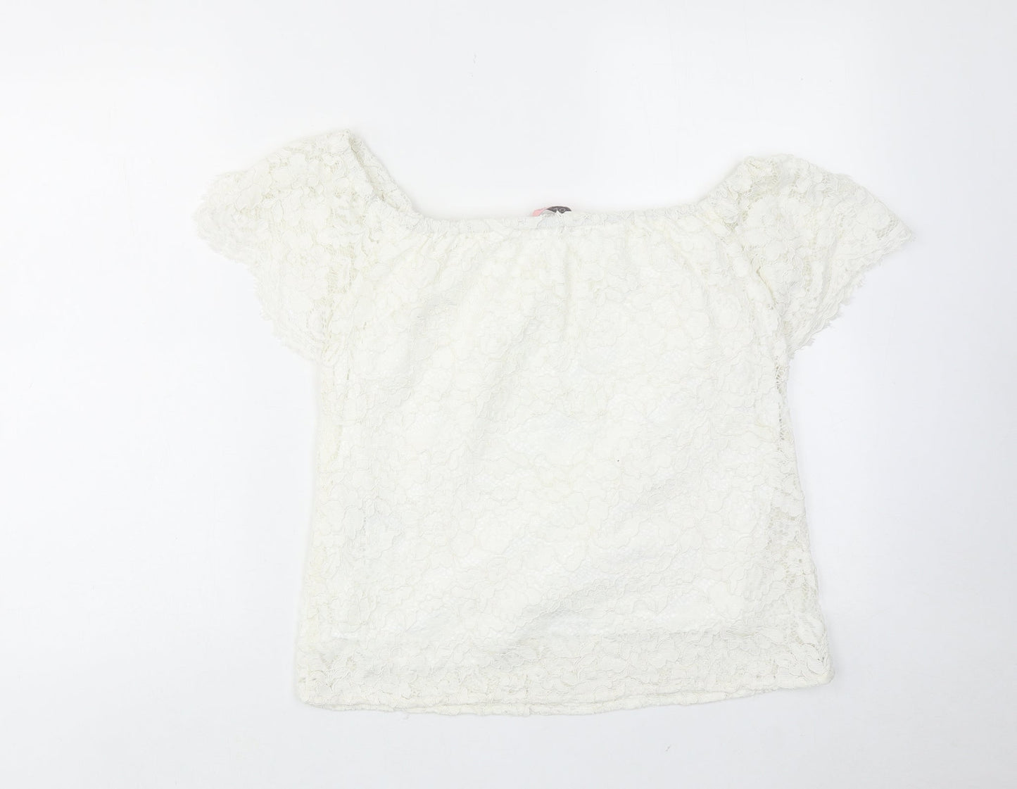 Oasis Womens White Polyamide Basic Blouse Size 12 Round Neck