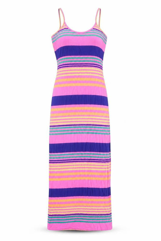 Bebo Womens Multicoloured Striped Polyester Maxi Size S Round Neck Pullover