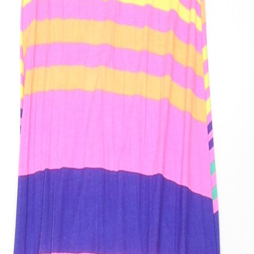 Bebo Womens Multicoloured Striped Polyester Maxi Size S Round Neck Pullover