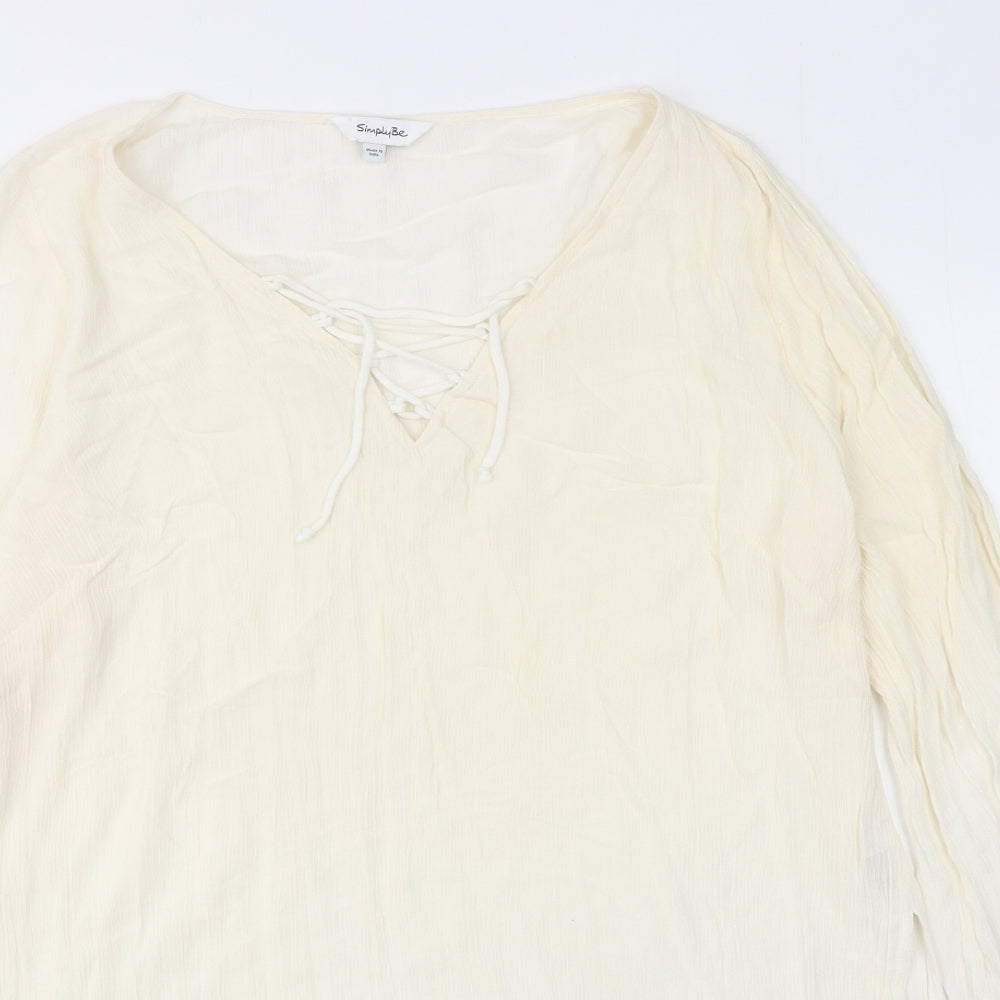 Simply Be Womens Ivory Viscose Basic Blouse Size 18 Round Neck