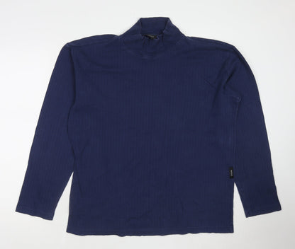 Additional front view of Mexx men’s blue mock neck cotton jumper, size XL, long sleeve