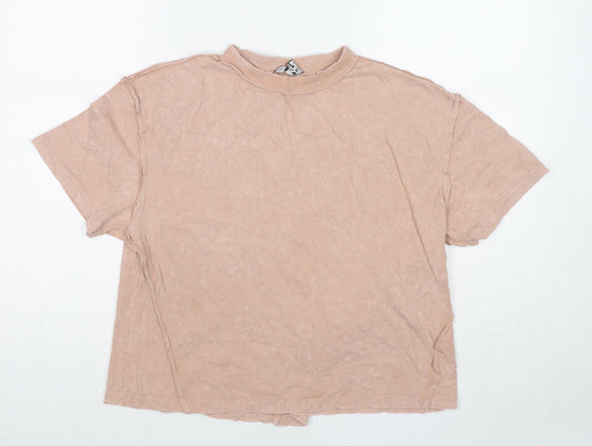 ASOS Womens Beige Cotton Basic T-Shirt Size 6 Round Neck