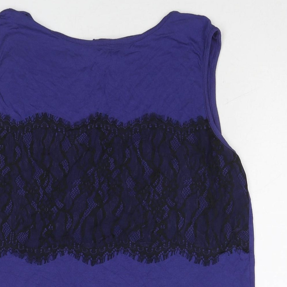 Dorothy Perkins Womens Purple Viscose Basic Tank Size 16 Round Neck - Lace Details