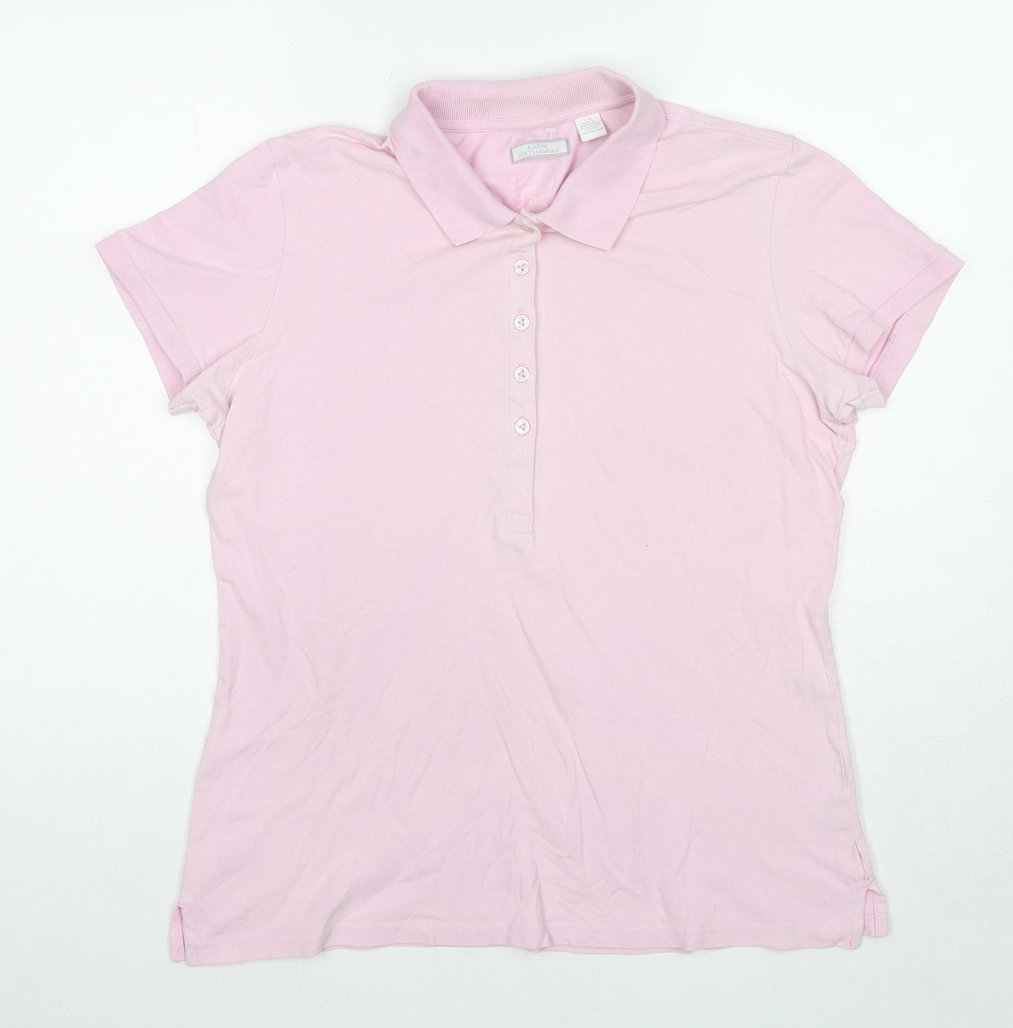 Lady Hathaway Womens Pink Cotton Basic Polo Size L Collared
