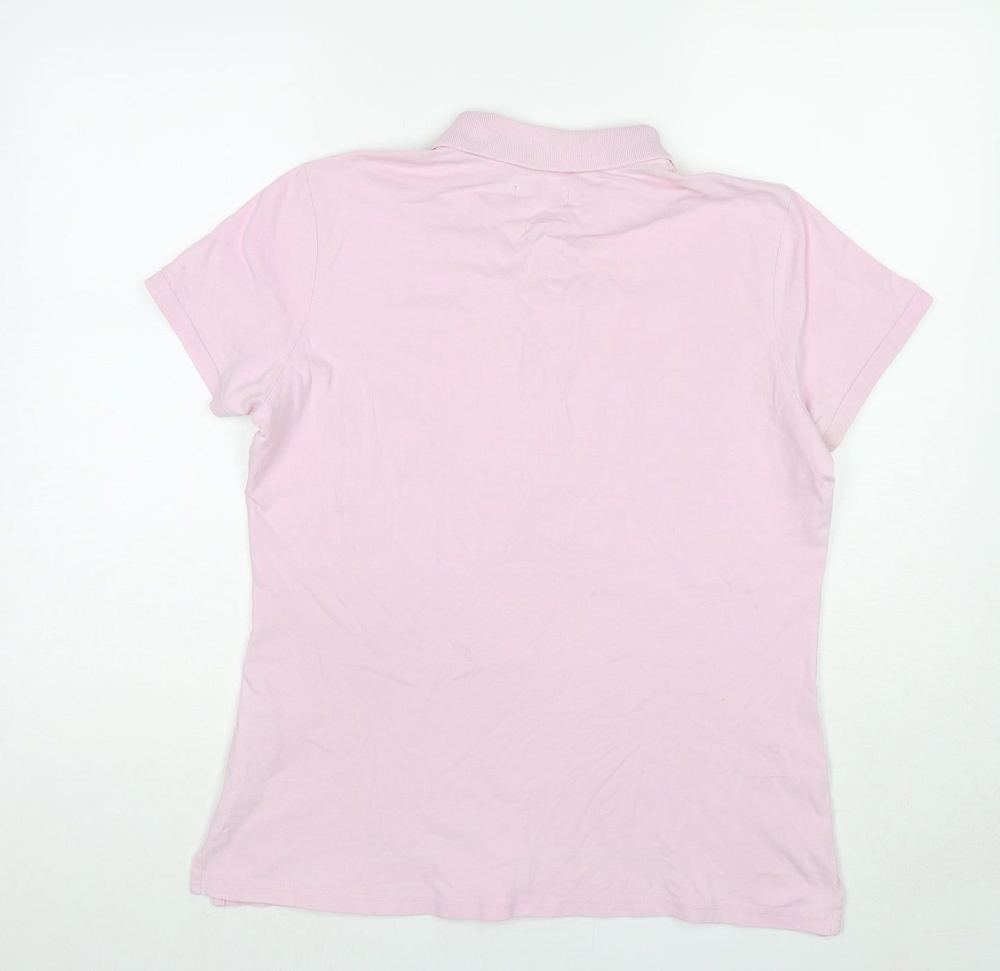 Lady Hathaway Womens Pink Cotton Basic Polo Size L Collared