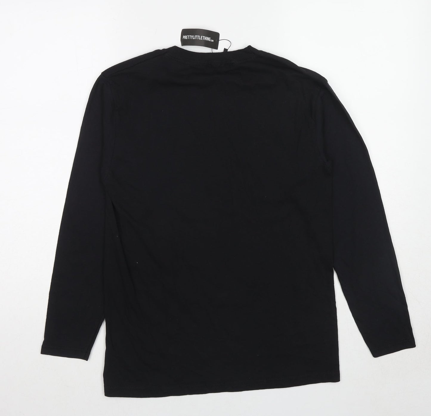 PRETTYLITTLETHING Womens Black Cotton Basic T-Shirt Size XS Round Neck - Edition Limitee