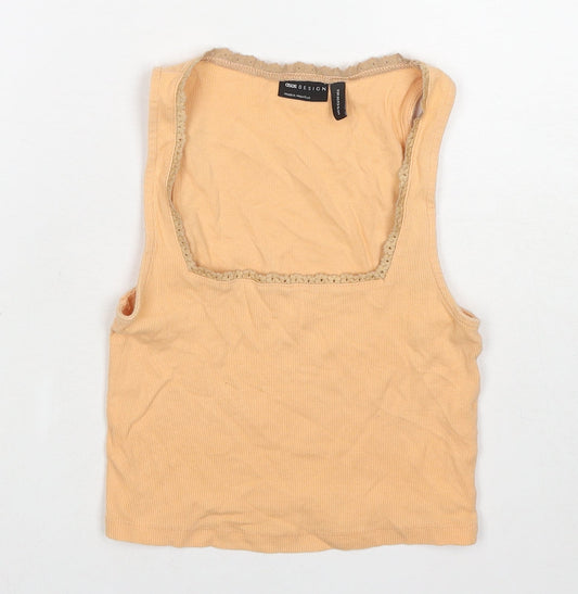 ASOS Womens Orange Cotton Cropped Tank Size 10 Square Neck