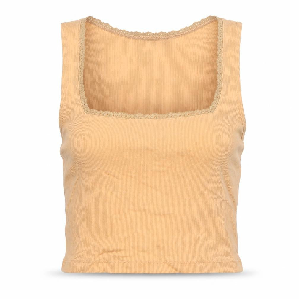 ASOS Womens Orange Cotton Cropped Tank Size 10 Square Neck