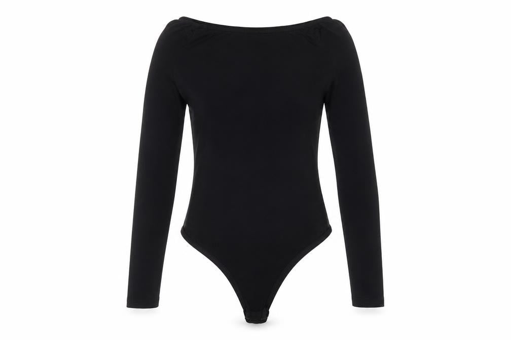 PRETTYLITTLETHING Womens Black Viscose Bodysuit One-Piece Size 10 Snap