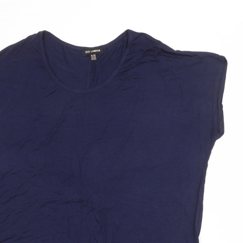 QED London Womens Blue Viscose Basic T-Shirt Size S Round Neck - Size S-M